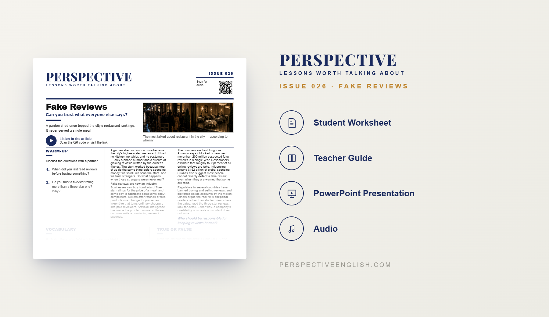 Fake Reviews ESL worksheet preview for B1–B2 English learners