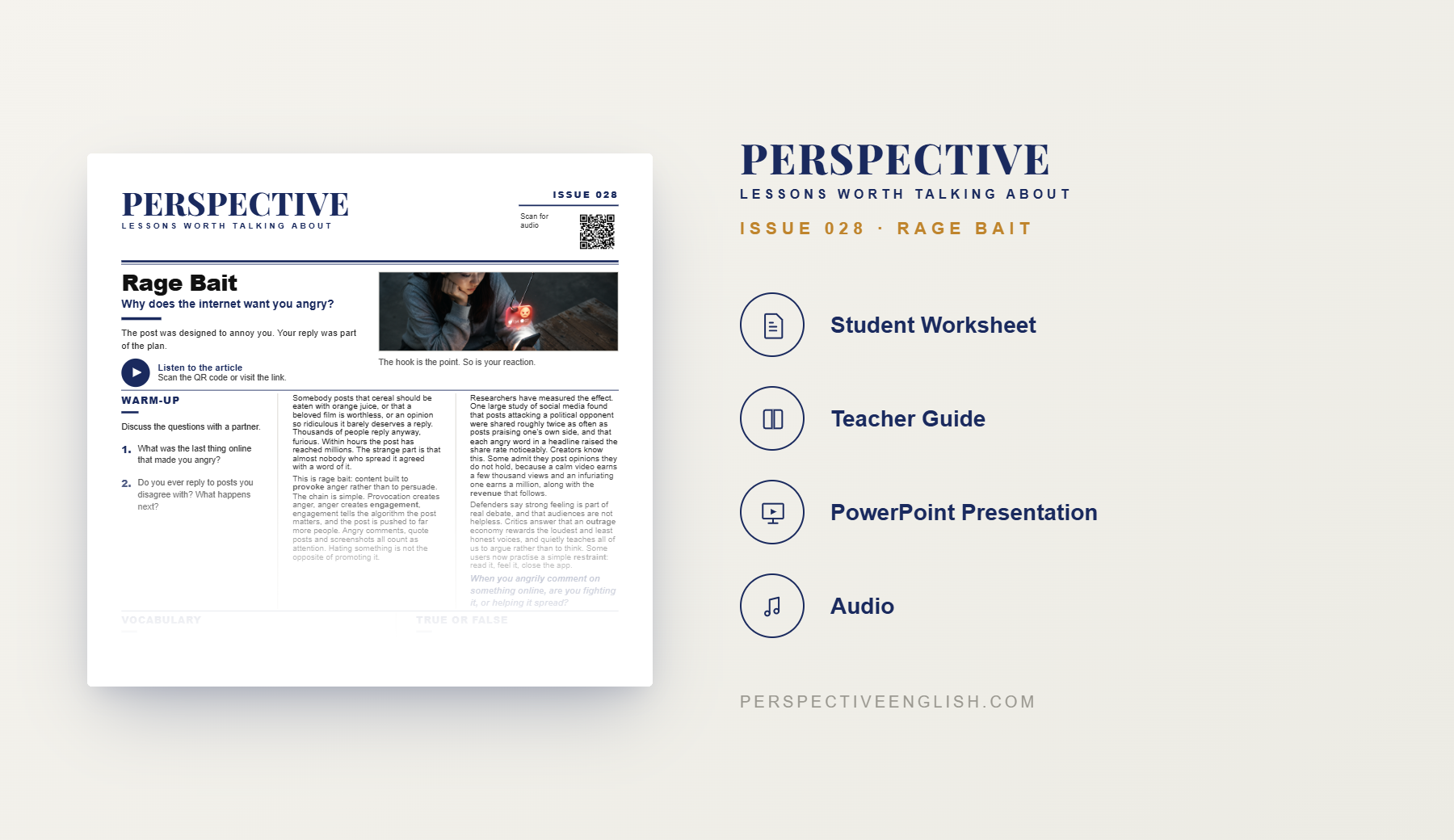 Rage Bait ESL worksheet preview for B1–B2 English learners