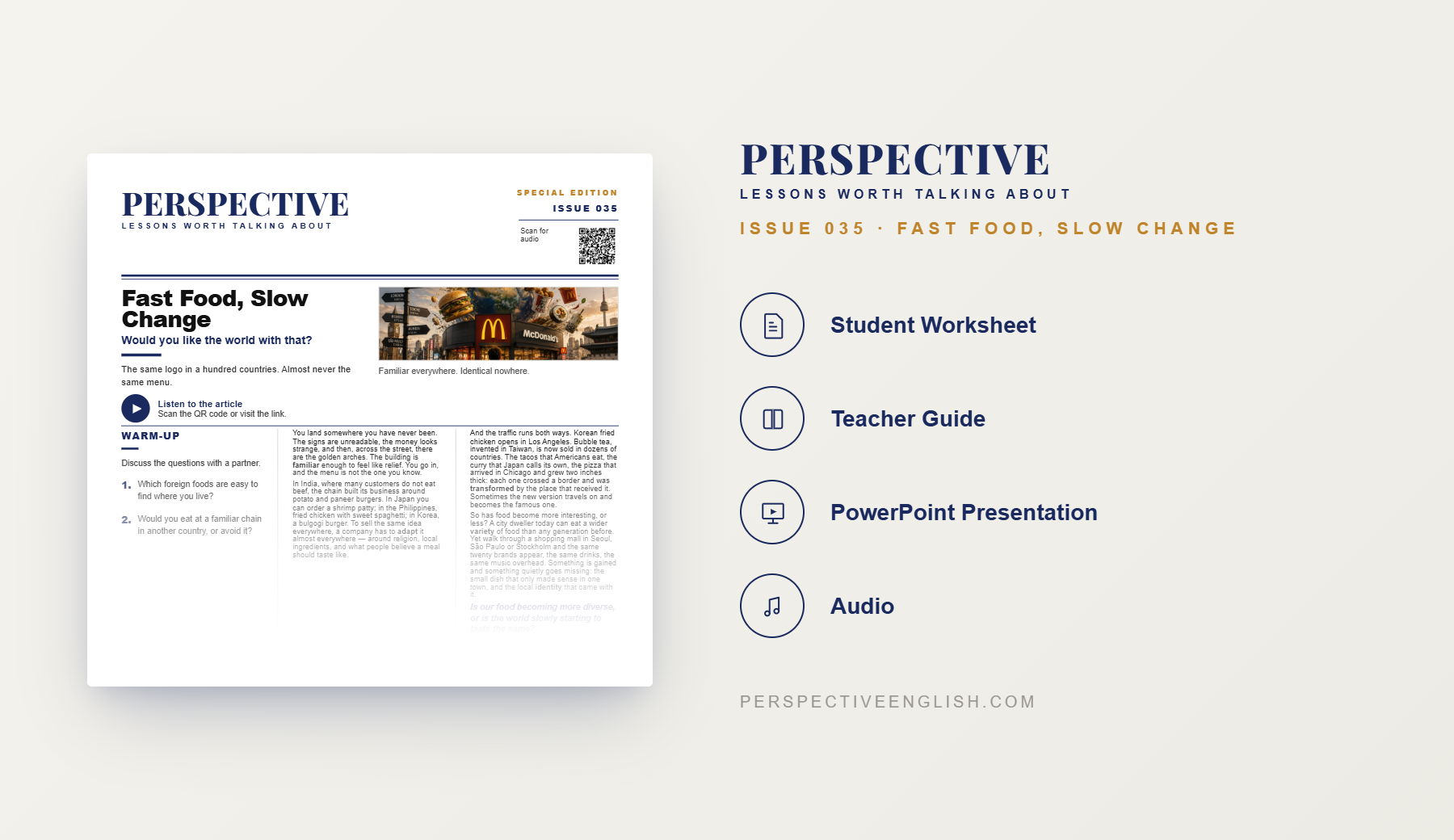 Fast Food and Globalization ESL worksheet preview for B1–B2 English learners