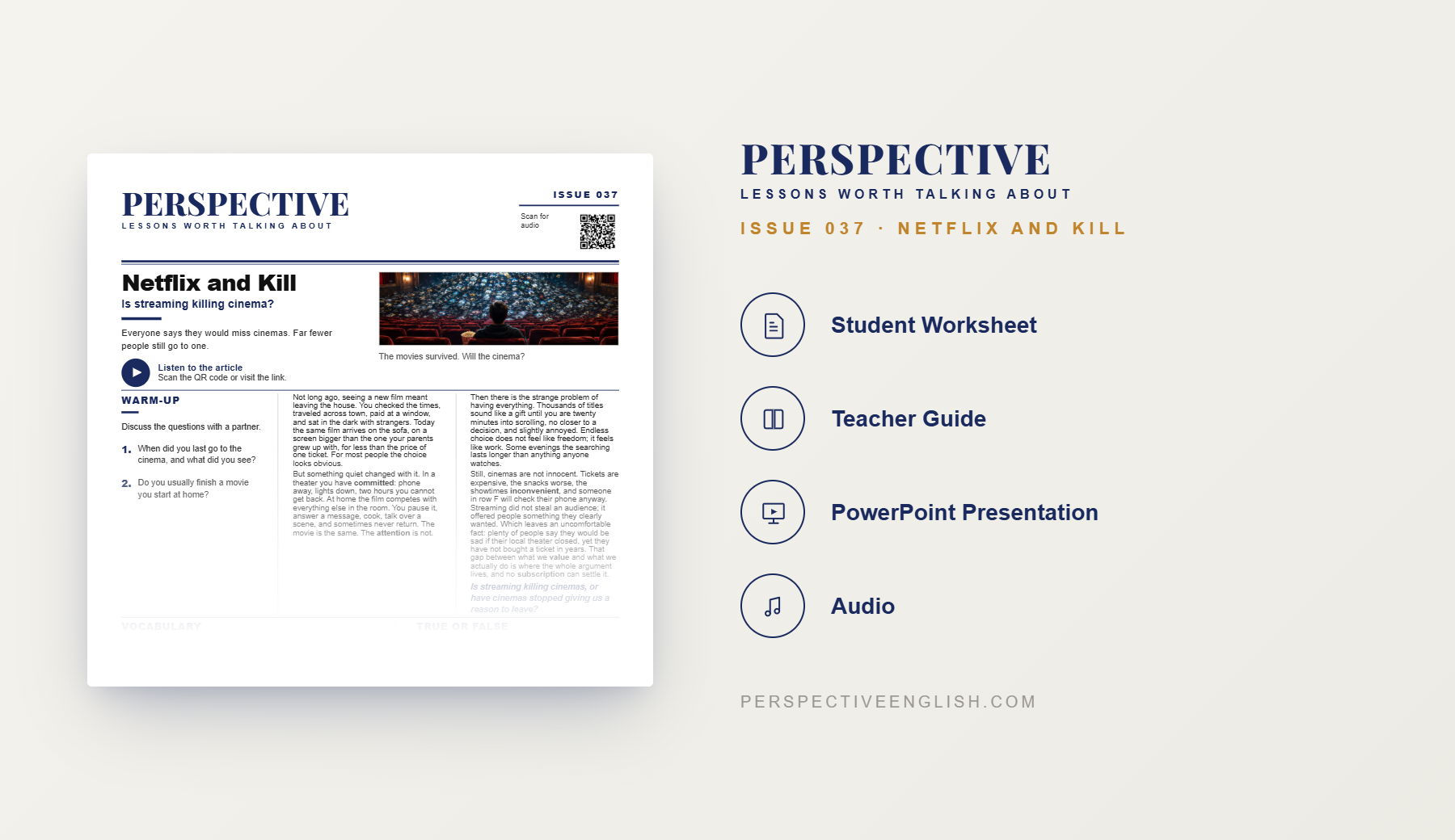 Streaming and Cinema ESL worksheet preview about movie habits and the future of cinemas for B1–B2 English learners