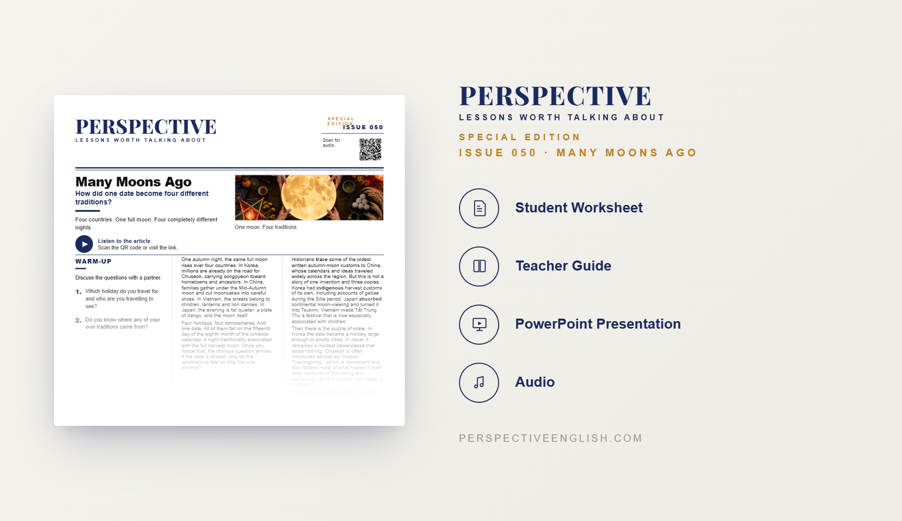 Many Moons Ago B1–B2 ESL worksheet preview about Asian autumn moon festivals
