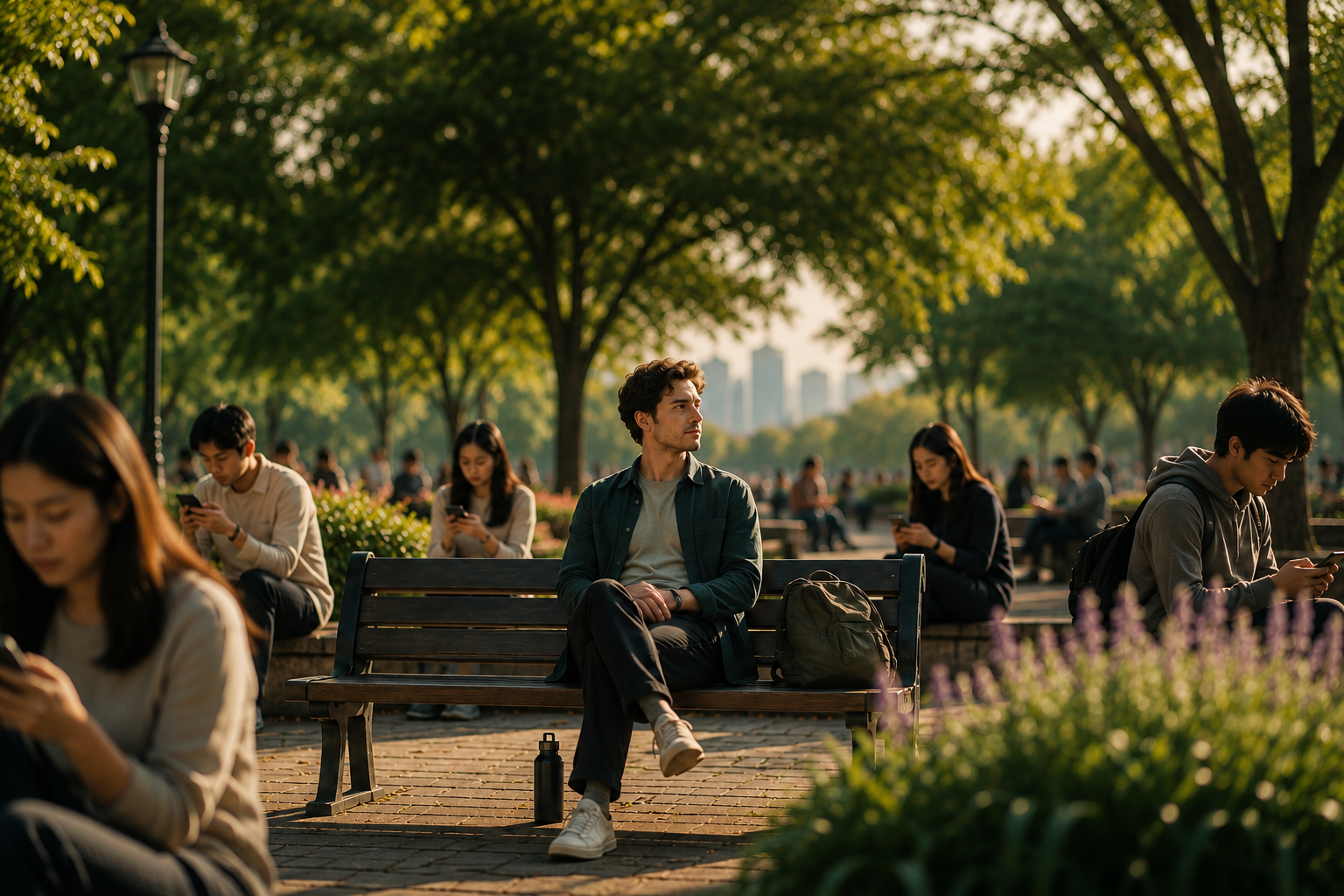 Person taking a break from a phone and other digital devices during a digital detox