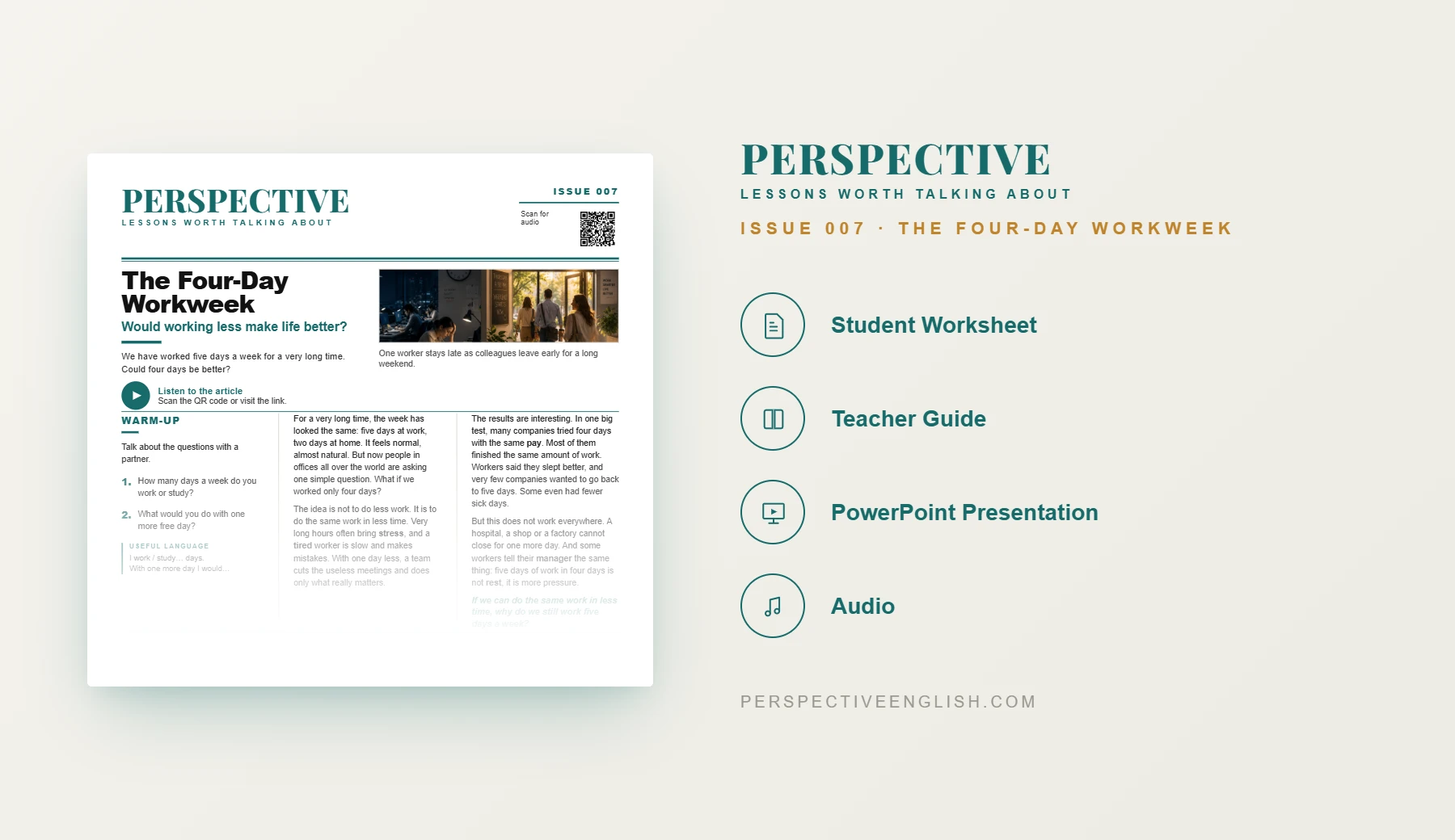 Four-Day Workweek A1–A2 ESL worksheet preview