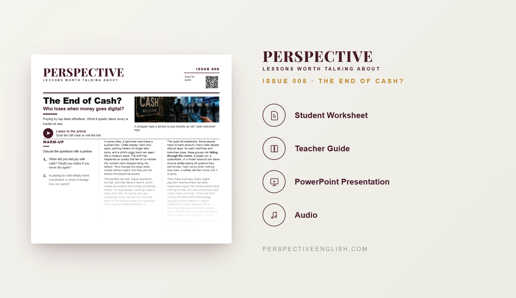 Cashless Society C1–C2 ESL worksheet preview