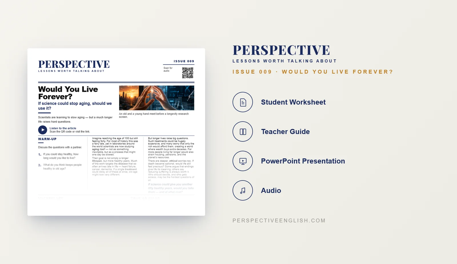 Longevity ESL worksheet preview for B1–B2 English learners