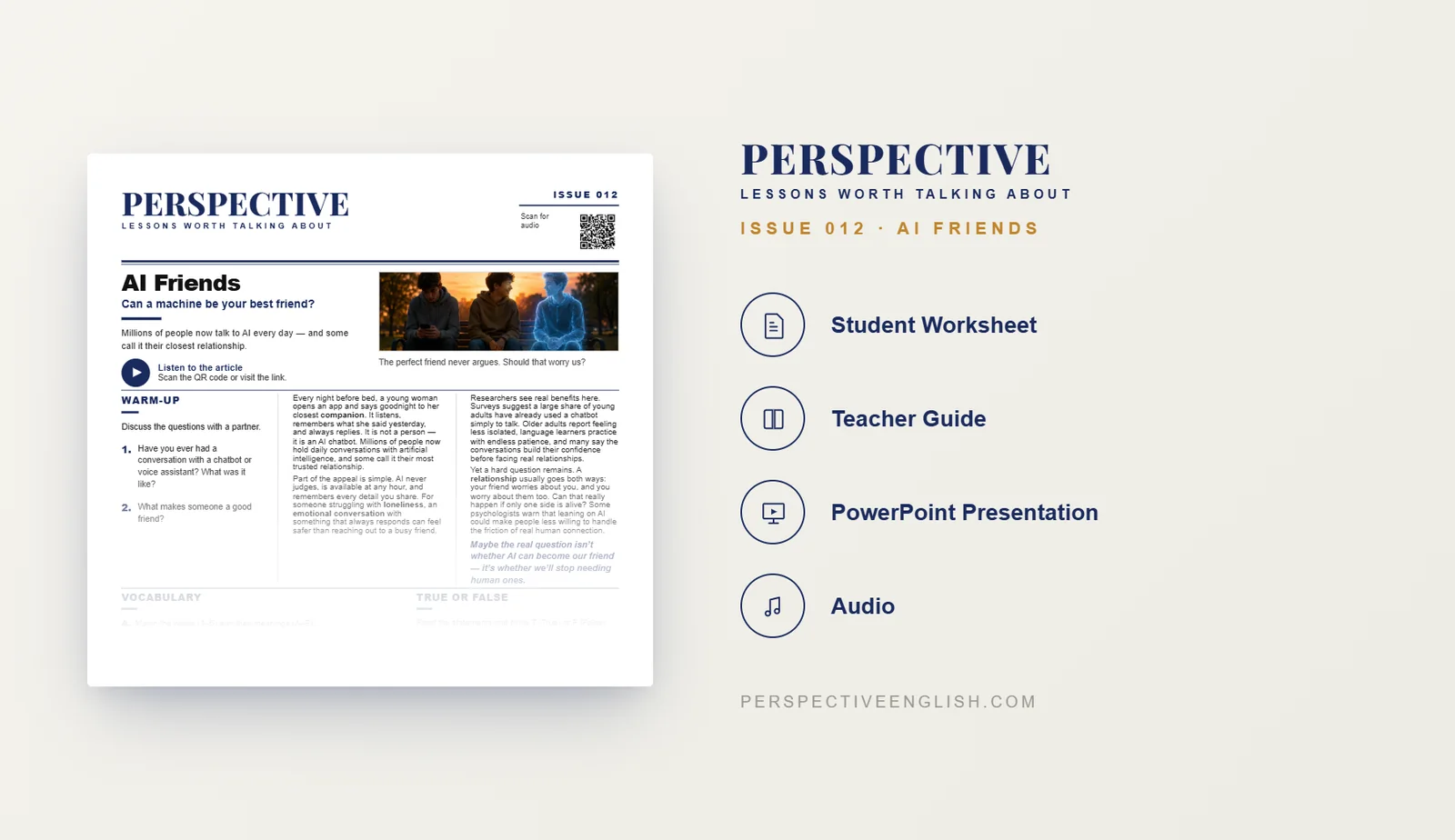 AI Friends ESL worksheet preview for B1–B2 English learners