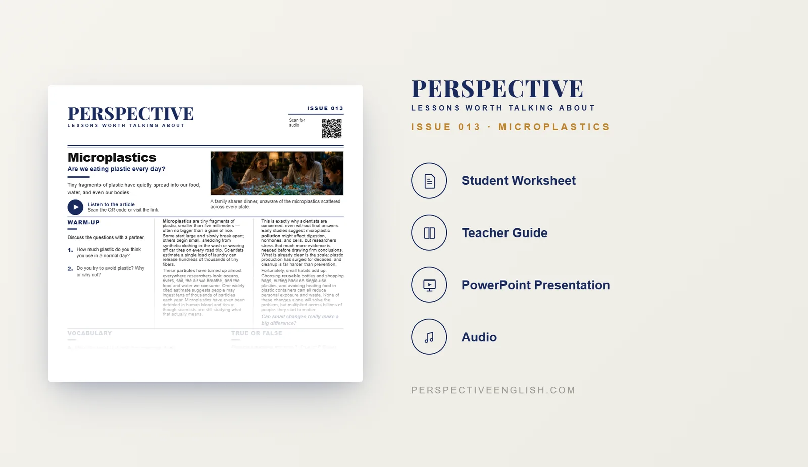 Microplastics ESL worksheet preview for B1–B2 English learners