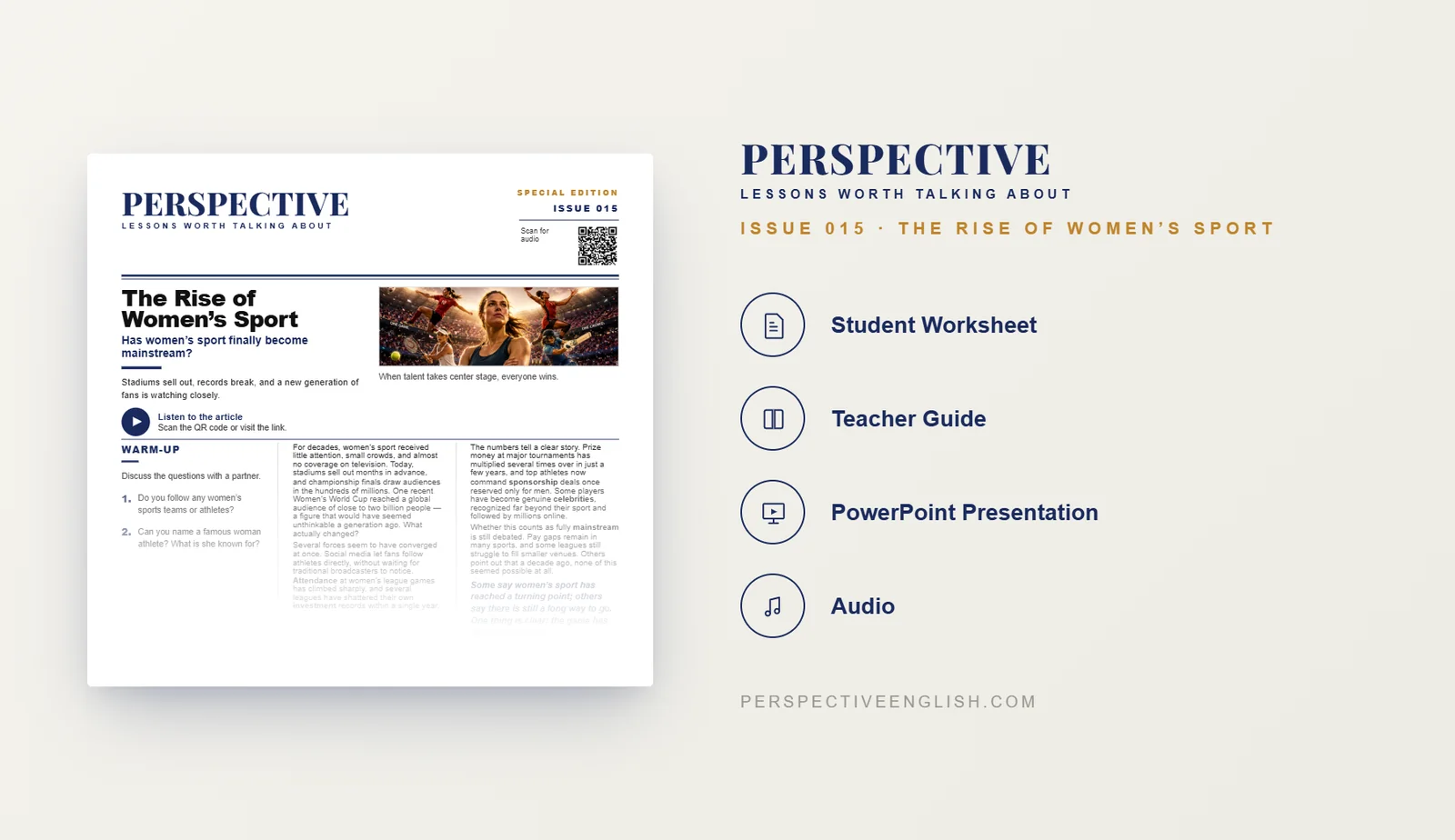 Women’s Sport ESL worksheet preview for B1–B2 English learners