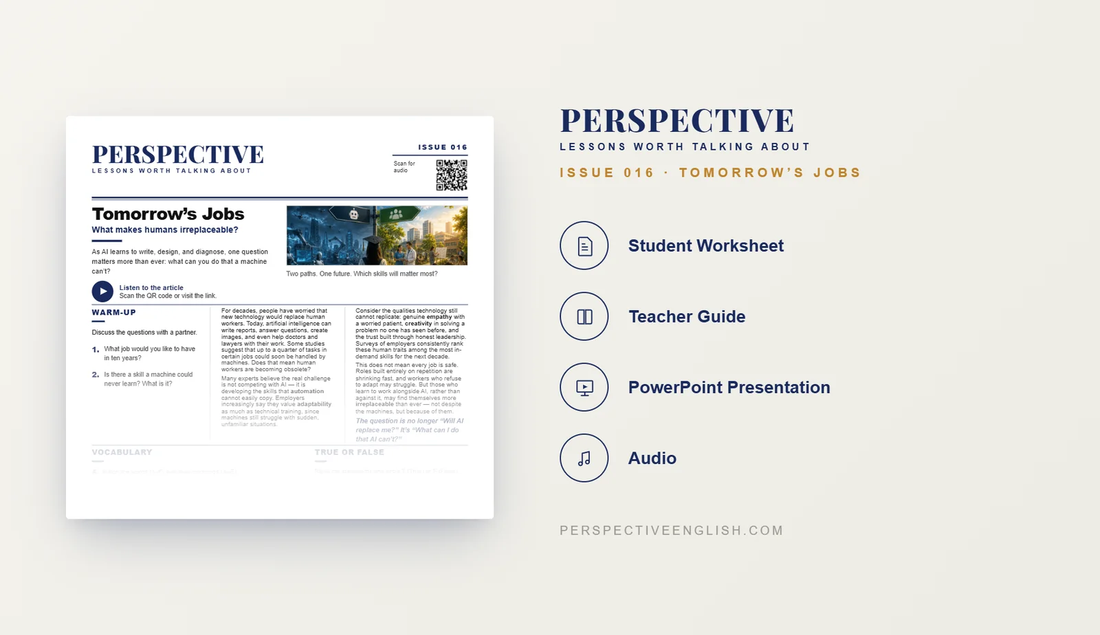 Future of Work ESL worksheet preview for B1–B2 English learners