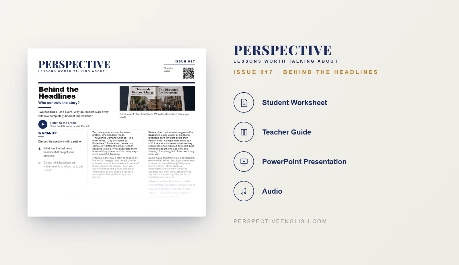 Media Bias ESL news worksheet preview for B1–B2 English learners