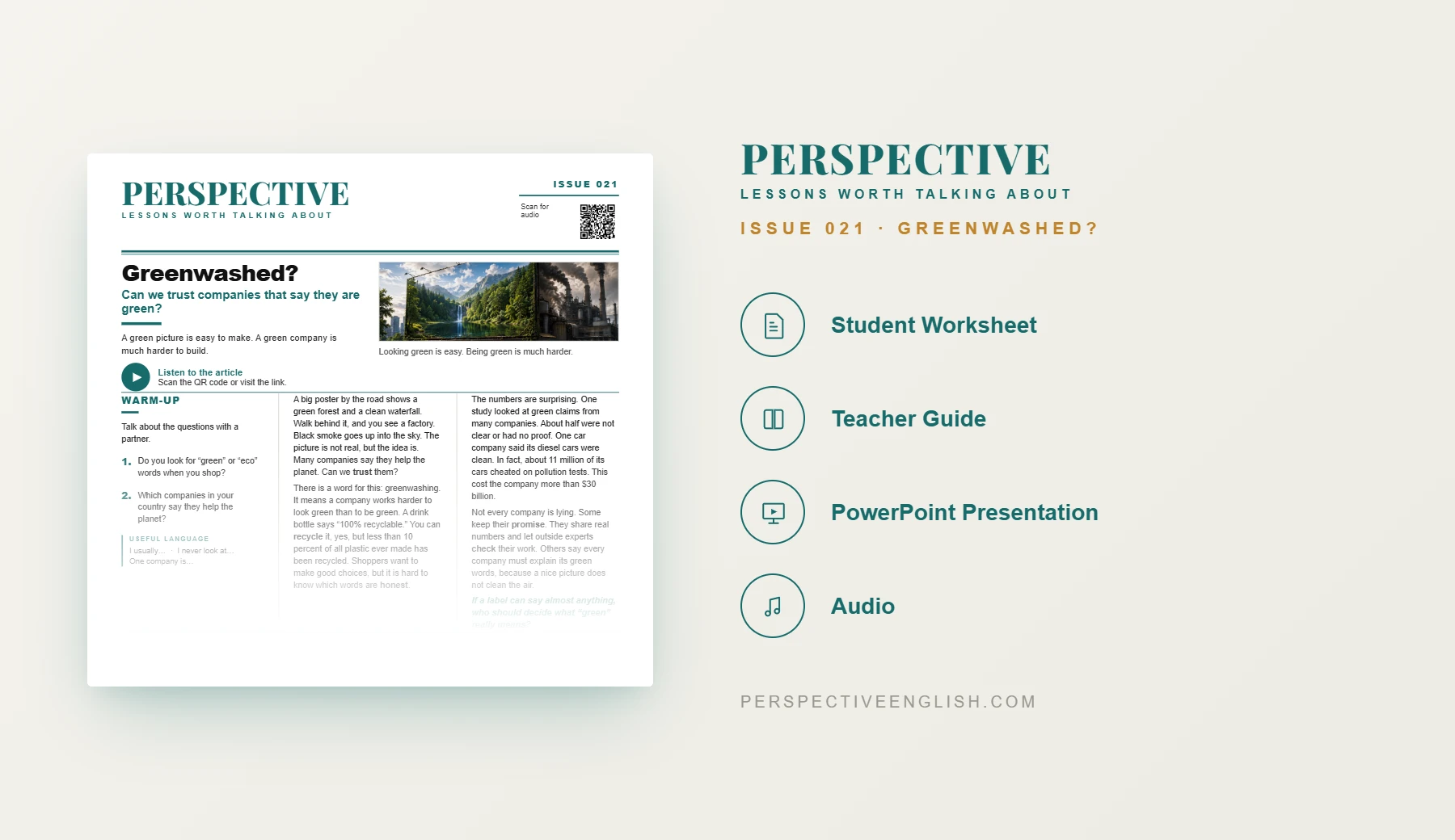 Greenwashed A1–A2 greenwashing ESL worksheet preview