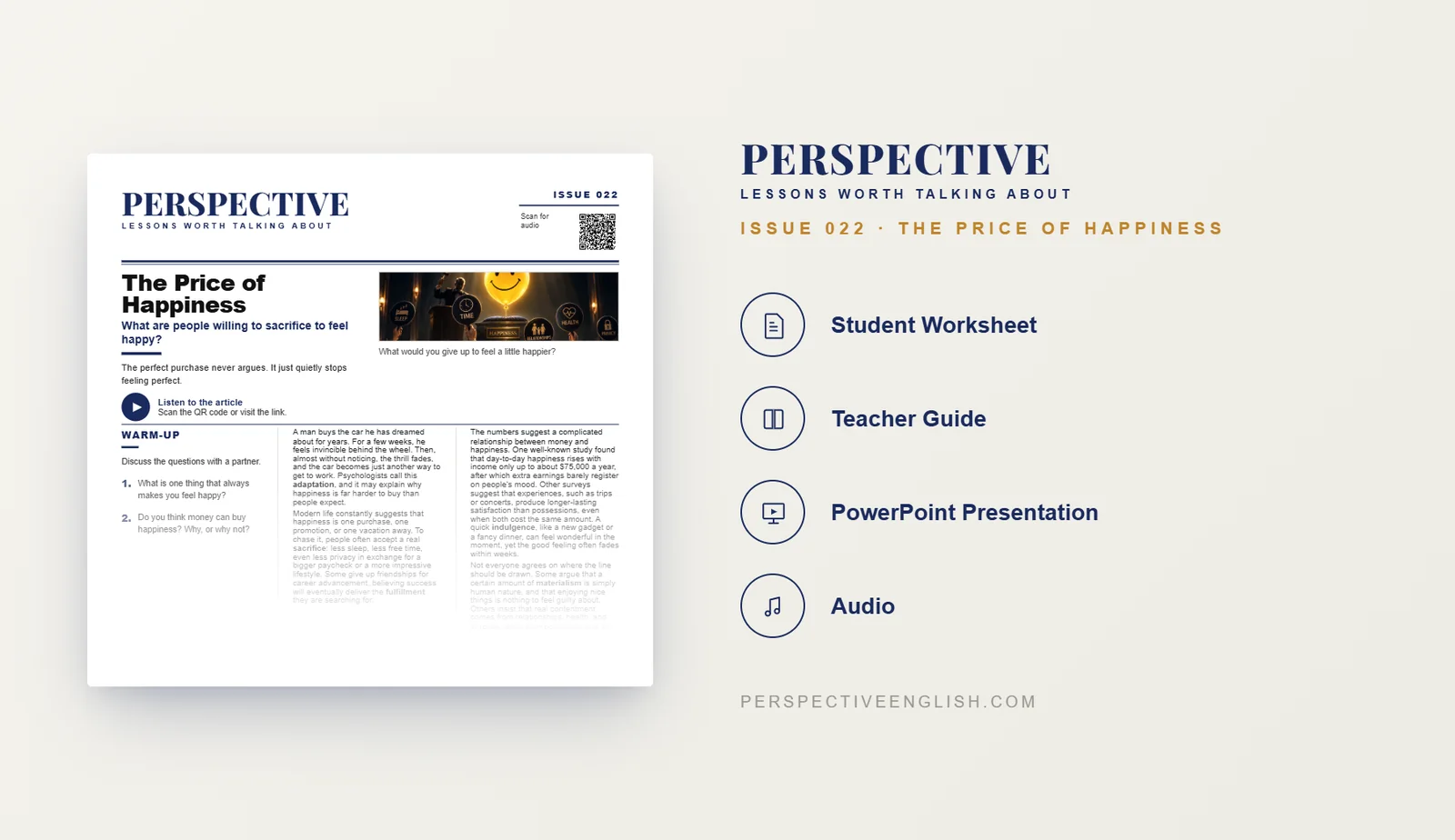Happiness ESL worksheet preview for B1–B2 English learners