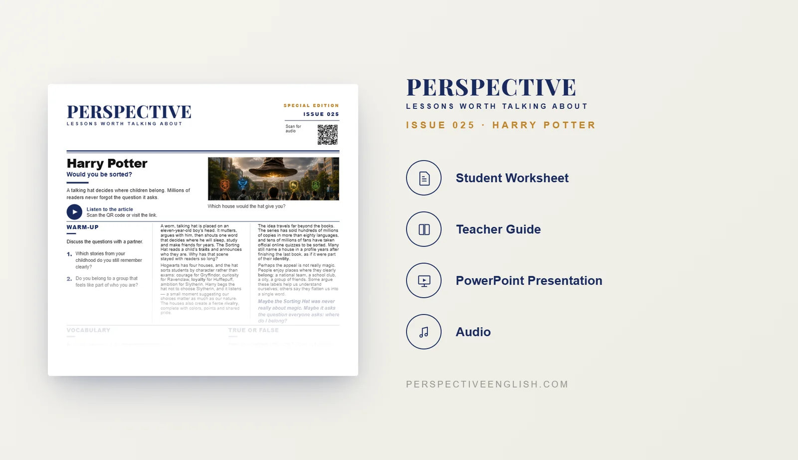 Harry Potter ESL worksheet preview for B1–B2 English learners