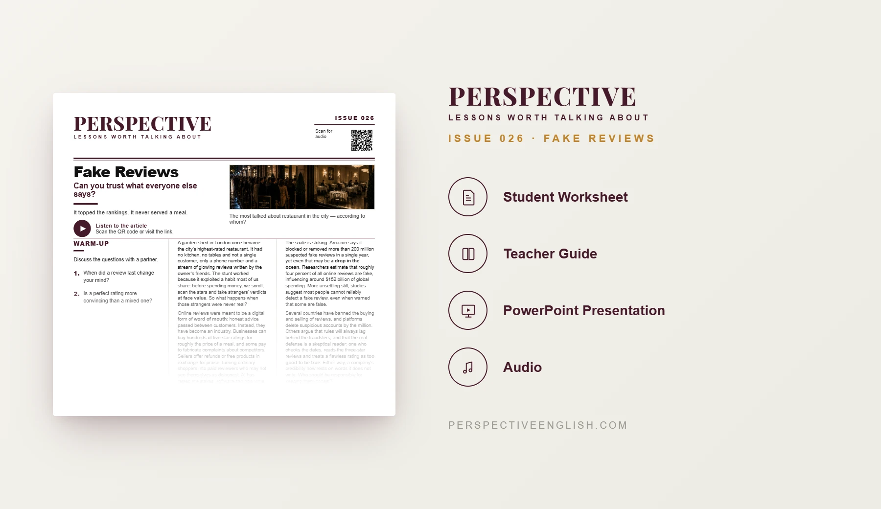 Fake Reviews ESL worksheet preview for C1–C2 English learners
