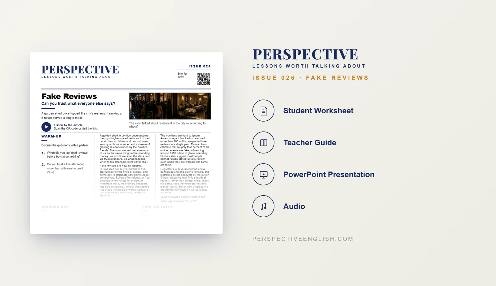 Fake Reviews ESL worksheet preview for B1–B2 English learners