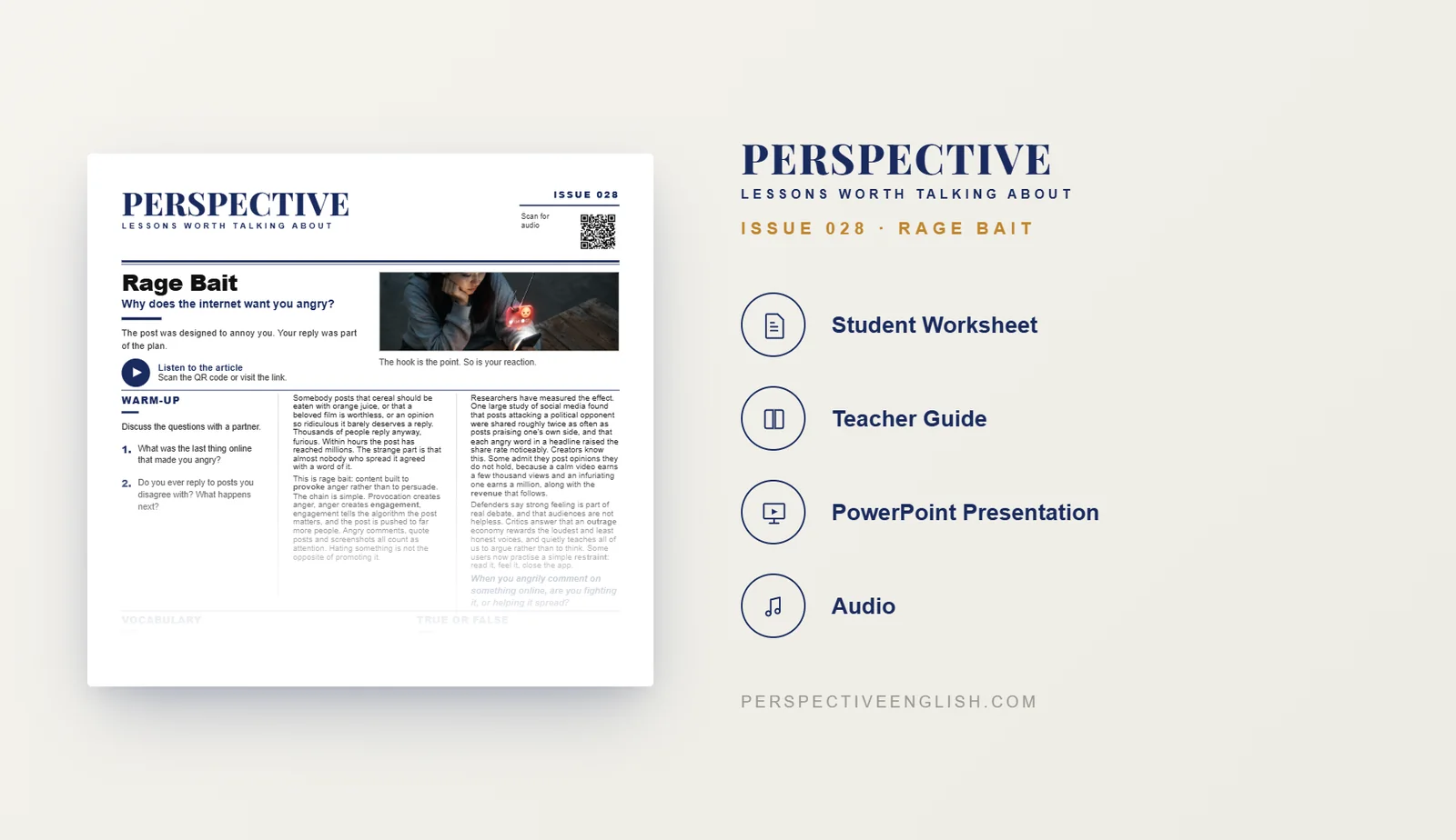 Rage Bait ESL worksheet preview for B1–B2 English learners