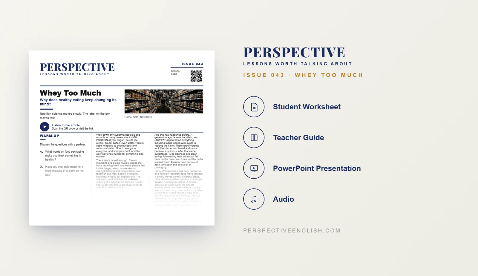 Protein boom ESL worksheet preview about high-protein foods, diet trends and nutrition marketing for B1–B2 English learners