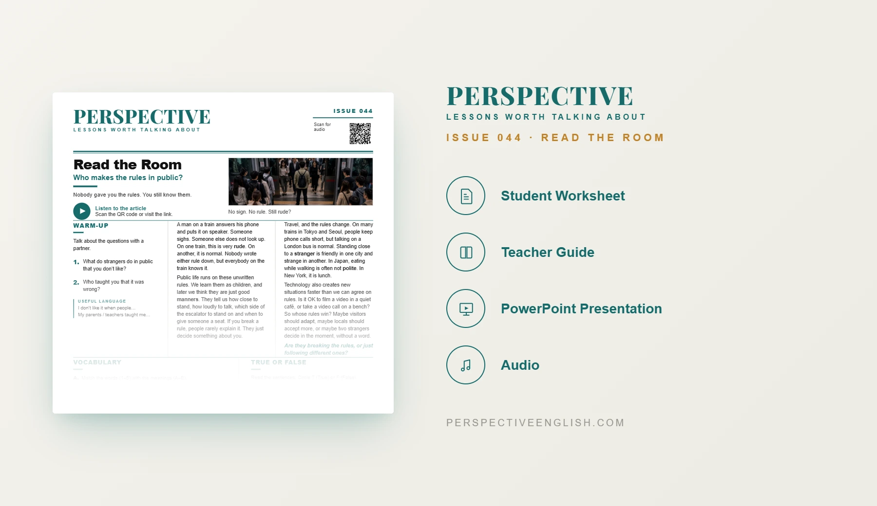 Read the Room A1–A2 ESL worksheet preview
