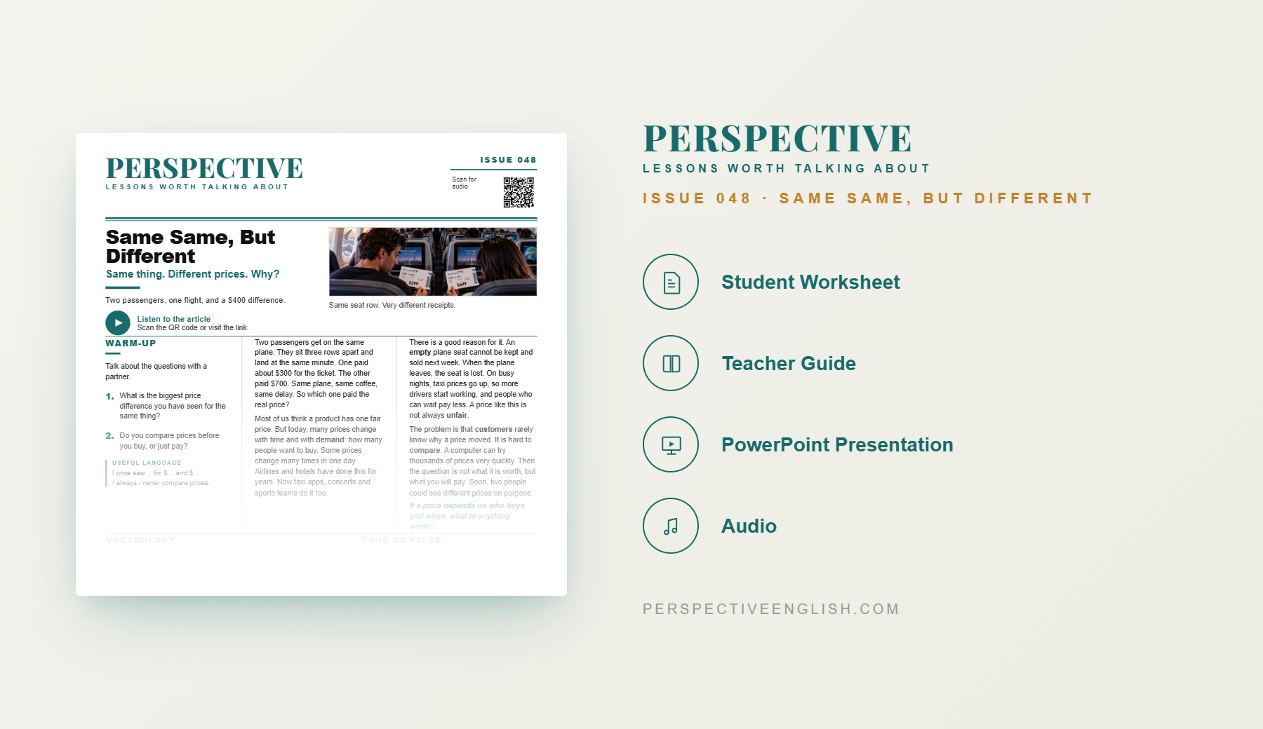 Same Same, But Different A1–A2 ESL worksheet preview about dynamic pricing