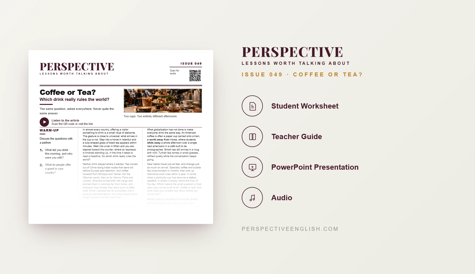 Coffee or Tea? C1–C2 advanced ESL worksheet preview