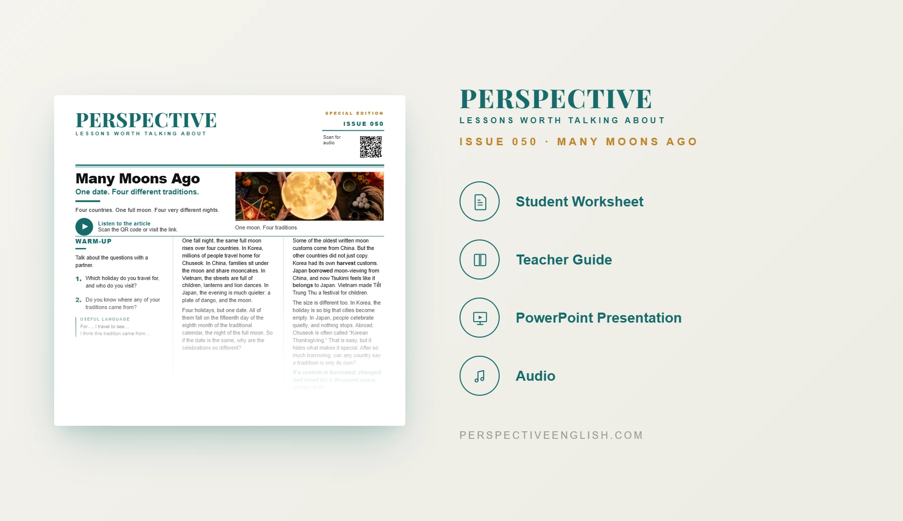 Many Moons Ago A1–A2 ESL worksheet preview about Asian autumn moon festivals
